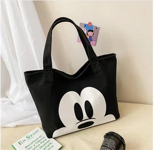 Mickey Mouse IN SCHWARZ große Canvas Beuteltasche Schultertasche Mädchen Mehrzweck Handtasche - Bild 1 von 1