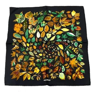 HERMES Petit Carre 45 Silk Scarf Tourbillon Christiane Vauzelles Black used - Picture 1 of 6