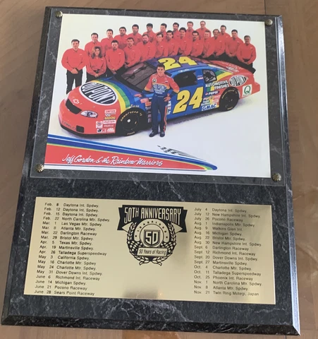 JEFF GORDON AND RAINBOW WARRIORS 50th Anniversary MARBLE FINISH PLAQUE 1948-1998 Cover