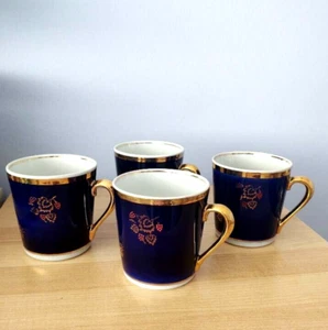 Vintage Dovbysh Kobalt Gold 4er Set Porzellan Tassen Kaffee Tee Becher UdSSR Ukraine - Bild 1 von 4