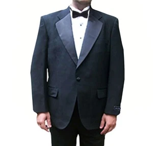 Mens Black Notch Collar Tuxedo Jacket, 100% Wool - Picture 1 of 2