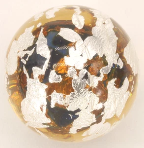 Steve Willis Hecho a Mano Arte Murano Vidrio Plata y Oro Lámina Mármol 1-1/32" - Imagen 1 de 8