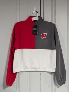Women’s University Of Wisconsin Colorblock Pullover Sweatshirt Size Small ¼ Zip - Picture 1 of 3