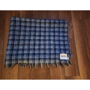 Manta de lana 52" x 70" Neiman-Marcus azul oscuro tejedores a mano - Imagen 1 de 4