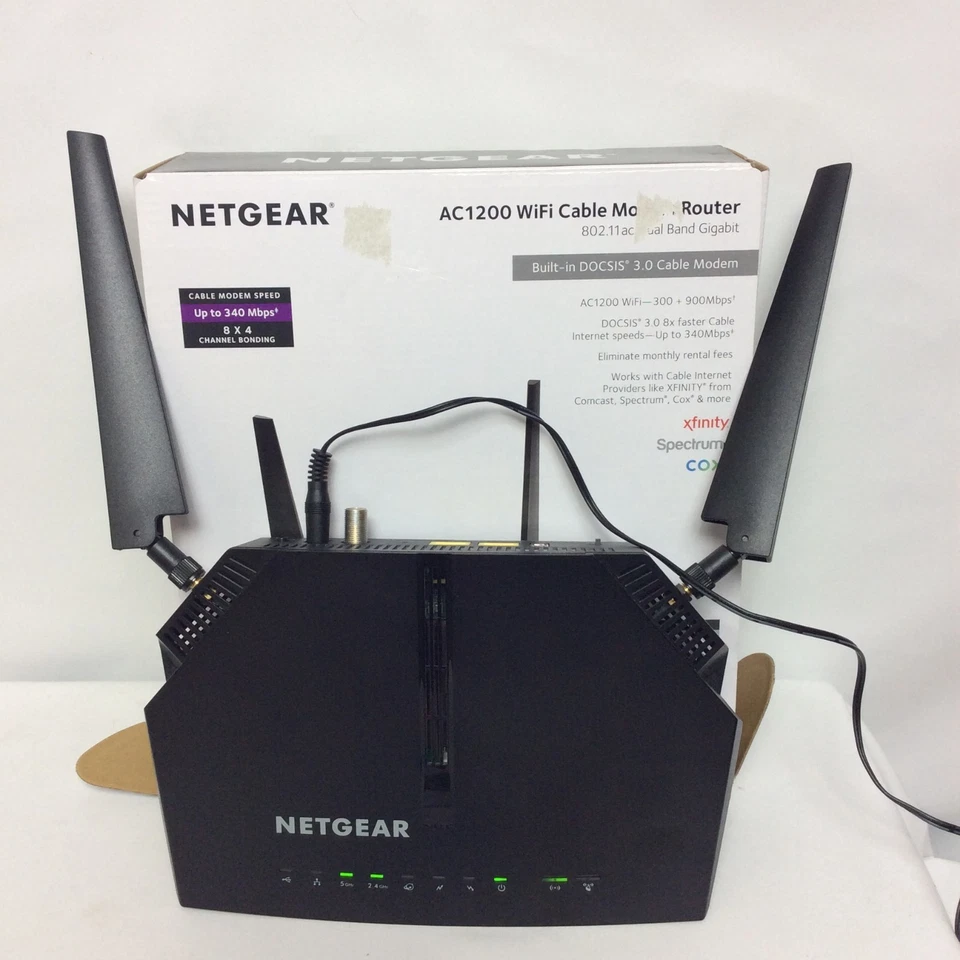 Netgear AC1200 WiFi Cable Modem Router Model C6220 Complete 802.11ac DOCSIS 3.0 - Image 1 of 4