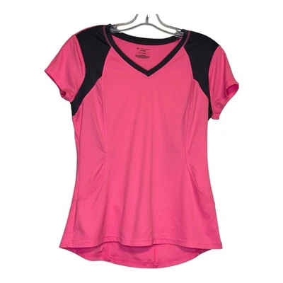 Camiseta deportiva Tek Gear Drytek ropa deportiva cuello en V manga corta rosa/gris MED Foto 1 de 4