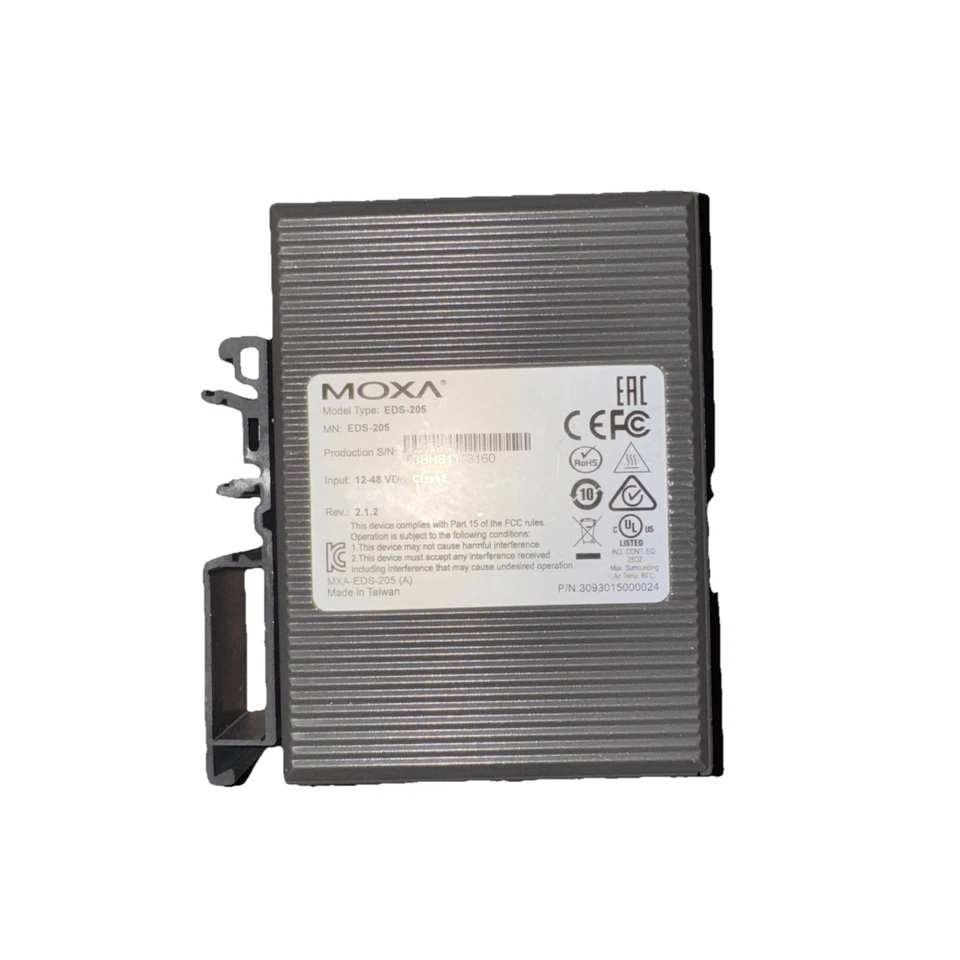 EDS-205 - Moxa 5 Port Entry Level unmanaged Ethernet Switch w/(5) 10/100BTX Port - Image 1 of 3