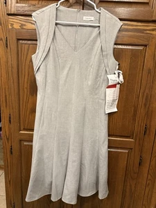 Calvin Klein Dress 10 NWT Gray Fit Flare Cocktail Office Party Elegant  - Picture 1 of 8