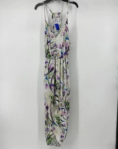 AMANDA UPRICHARD Tulip Floral Spag Strap Dress  Size Large Open Front Hem EUC - Picture 1 of 3