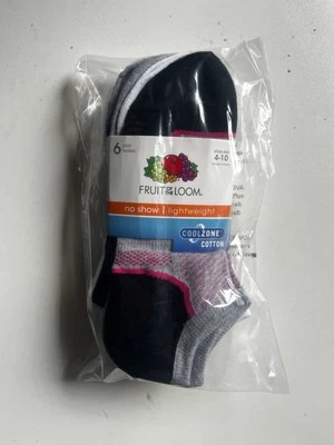 Fruit of the Loom Women's No Show Light Weight Socks 6-Pair Shoe Size 4-10 - Image 1 of 2