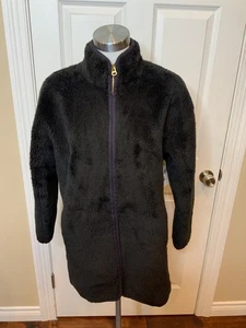J. Crew Black Teddy Faux Fur Zip-Up Coat, Size XS - Picture 1 of 6