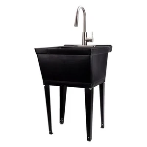Laundry Sink Utility Tub With High Arc Metal Pull Down Faucet By , Stainless ... - Picture 1 of 9
