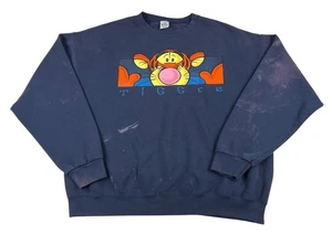 Vintage 90s Disney Winnie The Pooh Tigger Crewneck Sweatshirt Mens Size XXL Blue - Picture 1 of 10