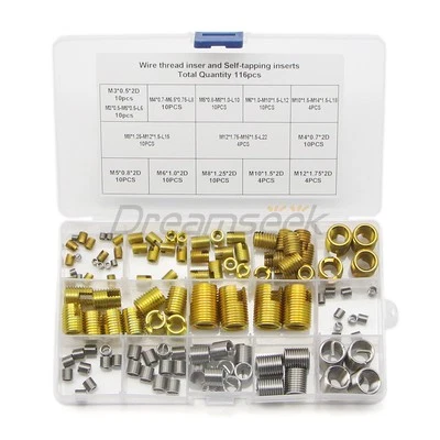 Kit de insertos roscados autorroscantes de acero inoxidable para insertos roscados helicoidales de 116 piezas Foto 1 de 4