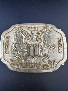 Born in the USA Strong Free Proud EPluribus Unum Eagle Seal Belt Buckle R.M Fay - Picture 1 of 10