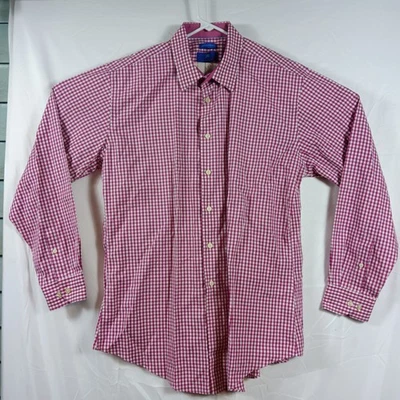 Рубашка мужская Egara 16-1/2 34-35 не железная приталенная египетский хлопок розовая клетка  - Изображение 1 из 4
