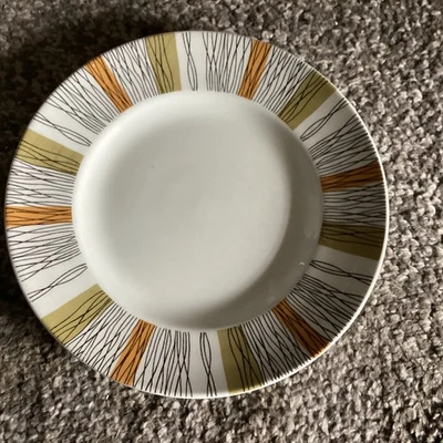 Midwinter Sienna Side Tea Plate 17.5cm Green & Orange Stripe 1960s Vintage - Image 1 of 2