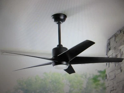 Hampton Bay Mena 54 in. LED Indoor/Outdoor Matte Black Ceiling Fan With Remote - Image 1 of 4
