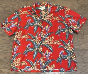 Vintage Paradise Found Magnum PI Hawaiian Shirt 80s Red Jungle Parrots—Size 2XL - Picture 1 of 10