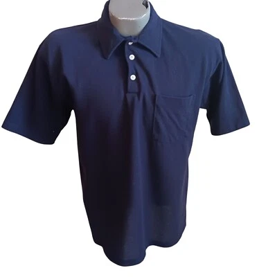 Camisa polo masculina grande vintage década de 1980 bolso malha grossa golfista profissional ponto único - Imagem 1 de 4