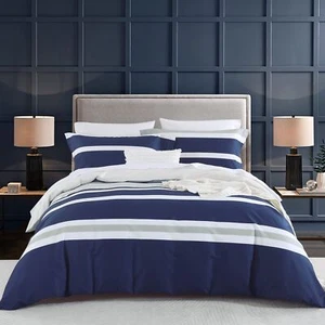 Striped Duvet Cover Queen - 100% Cotton 400TC Spring Soft Striped Duvet Cover... - Picture 1 of 6