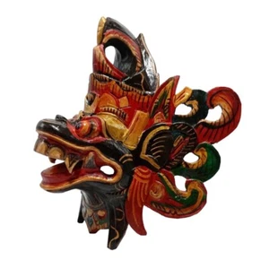 Balinese Indonesian Wood Mask Barong Hanuman Carving Wall Hanging Folk Art - Picture 1 of 18