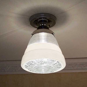 120a Vintage antique 40's Ceiling Light Glass Lamp Fixture bath hall kitchen - Picture 1 of 4