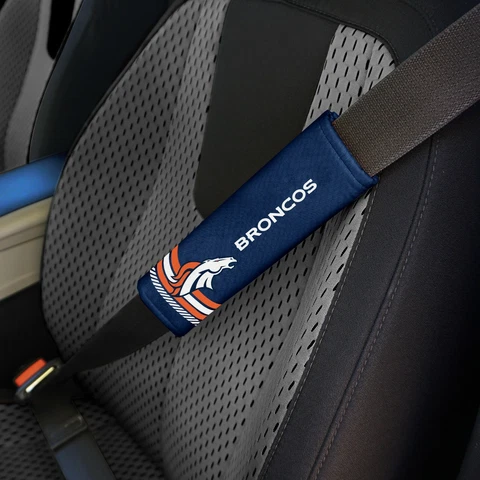 Denver Broncos Set of 2 Rally Design Premium Seat Belt Shoulder Pad Covers Cover