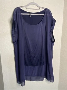 Eileen Fisher 95% seta trasparente senza maniche taglie forti - Foto 1 di 7