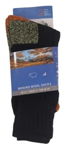 Paquete de 2 calcetines de mezcla de lana merino para hombre talla 9-11 negros, amarillos, naranjas nuevos con etiquetas - Imagen 1 de 3