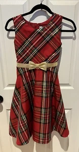 Girls Rare Editions Holiday Christmas Party Portrait Dress Plaid Gold Size 14 - Bild 1 von 5