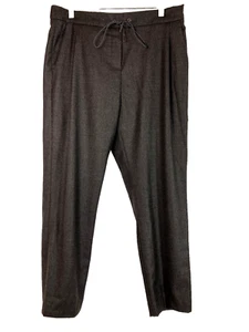 L Fabiana Filipi Merino Wool Metallic Thread Drawstring Waist Gray Dress Pants - Picture 1 of 5