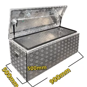 Aluminium Rectangular Tool Box Stainless T Lock Trailer Truck ToolBox Top Open - Picture 1 of 3