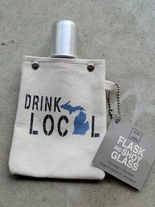 Tote + Able Canvas Flask 4oz MICHIGAN DRINK LOCAL NWT - Picture 1 of 4