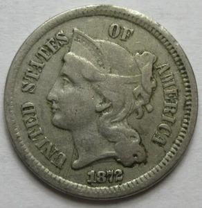 1872 Three Cent Nickel -XF- (#53z) - Picture 1 of 2