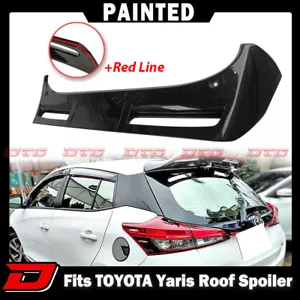 17-21 Fit For TOYOTA Yaris 3rd LCI Hatchback OE Spoiler Paint Black + Red Line - Foto 1 di 7