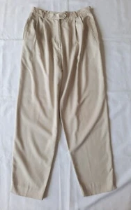 Witchery 90's Vintage Size 14 Cream Pleat Front Tapered Leg High Waisted Pants - Bild 1 von 7