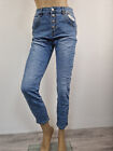 Karostar: Damskie spodnie jeansowe Boyfriend Baggy niebieskie piękne guziki 36 - 44