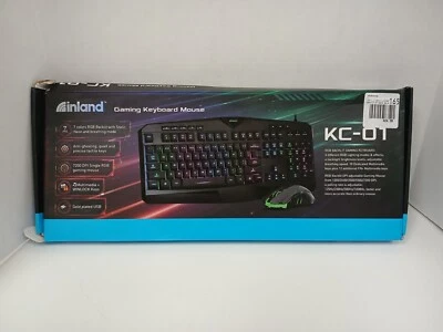 Inland KC-01 Wired RGB Gaming Keyboard and Mouse Combo, Black - Image 1 of 4