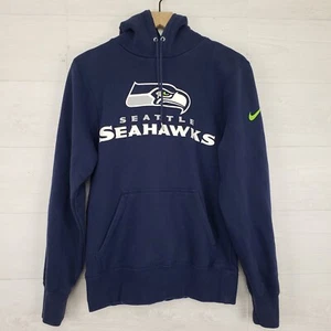 Seattle Seahawks Nike Dri-Fit Hoodie Sweatshirt Men's Size Small Navy Blue NFL - Picture 1 of 12