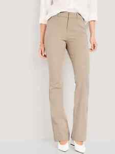 Old Navy High Waisted Pixie Flare Pants Womens 2 Petite Beige Stretch NEW