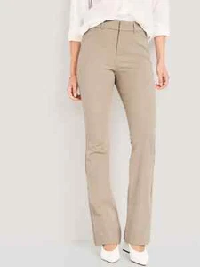 Pantaloni svasati Old Navy High Rise Pixie donna 4 Petite beige elasticizzati NUOVI - Foto 1 di 11