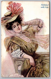 Antique Postcard Victorian Lady Glamor Women's Fashion Millinery 1907 Cancel - Picture 1 of 5