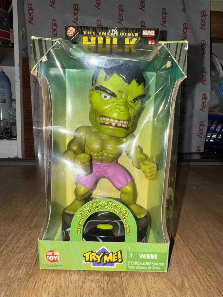 Marvel Way Out Toys 2003 Luces Sonidos Bobble Head 2003 El Increíble Hulk NUEVO Foto 1 de 3
