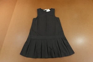 H&M Girls Size 8 Charcoal Sleeveless A Line Pleated Skirt Uniform Dress NWT - Picture 1 of 9