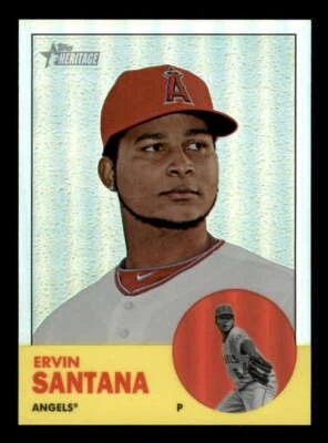 2012 Topps Heritage Chrome Refractor (1:37) #68 Ervin Santana Angels 415/563 - Image 1 of 2