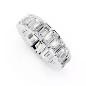 Stunning 6.5ct Lab-Grown Emerald Cut Diamond Eternity Ring in 14K Gold Timeless - Picture 1 of 2