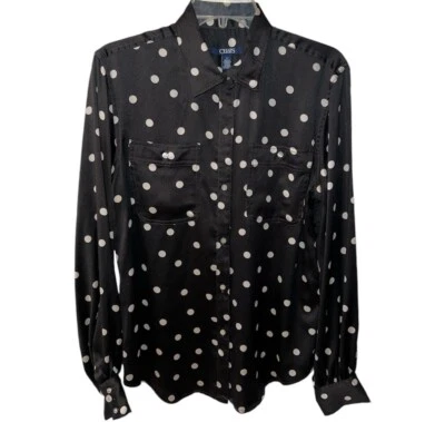 Camisa CHAPS Ralph Lauren para mujer L blusa con botones a lunares satinado corpcore Foto 1 de 4