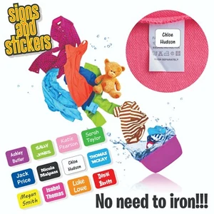 Stick On Name Labels for Clothes Clothing Stickers - NONE IRON - easy to apply 2 - Picture 1 of 3