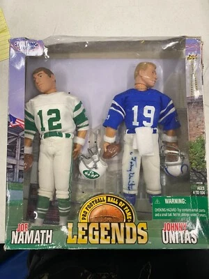 JOHNNY UNITAS SIGNED STARTING LINEUP 2-PACK JOE NAMATH/JOHNNY UNITAS FIGURE JSA - Image 1 of 4